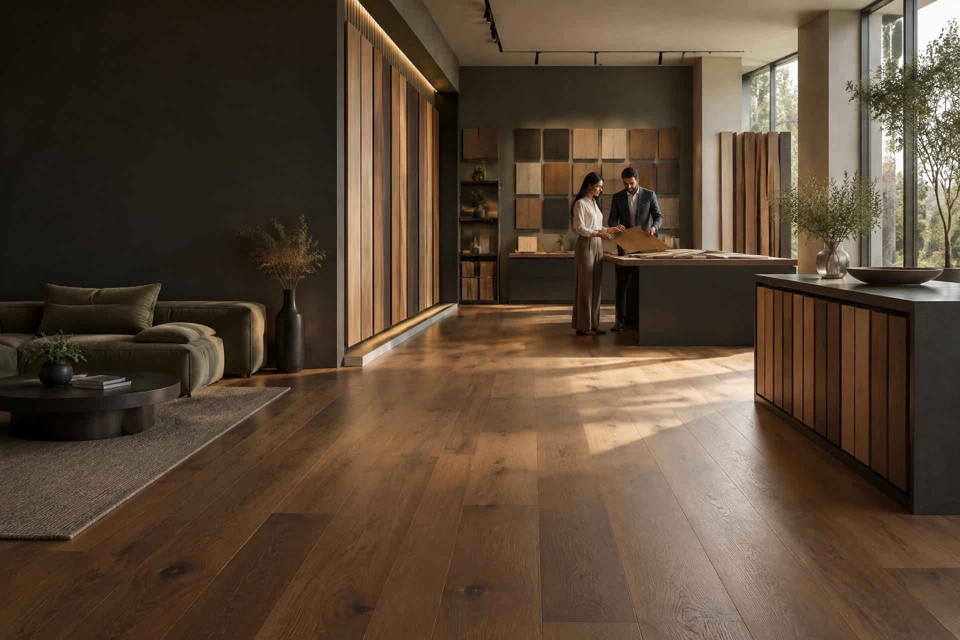 Premium wood flooring showroom consultation