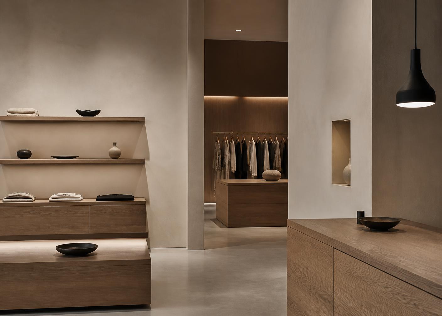 Retail interior with engineered wood flooring